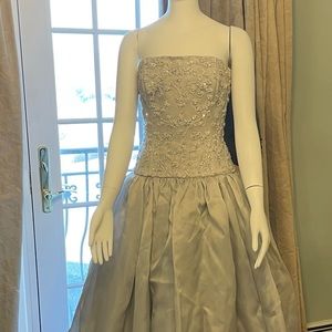 Custom made Grey beaded ball gown.